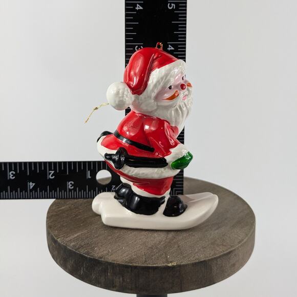 Vintage Santa Claus Christmas Ornaments Ceramic Taiwan Ski Sled Christmas Tree - Picture 16 of 16